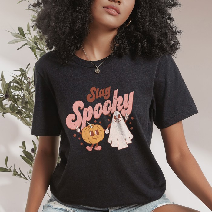 Stay Spooky Pumpkin and Ghost Retro Halloween Soft Unisex Graphic Tee T-shirt