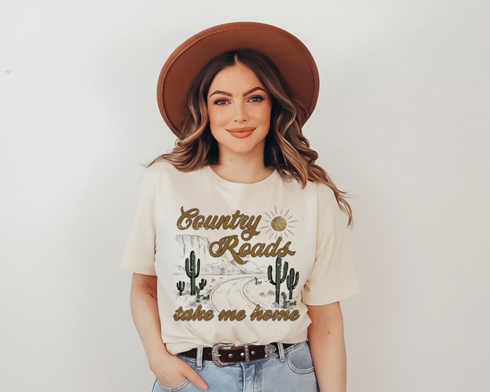 Take me home country roads desert saying Soft Unisex Graphic Tee T-shirt