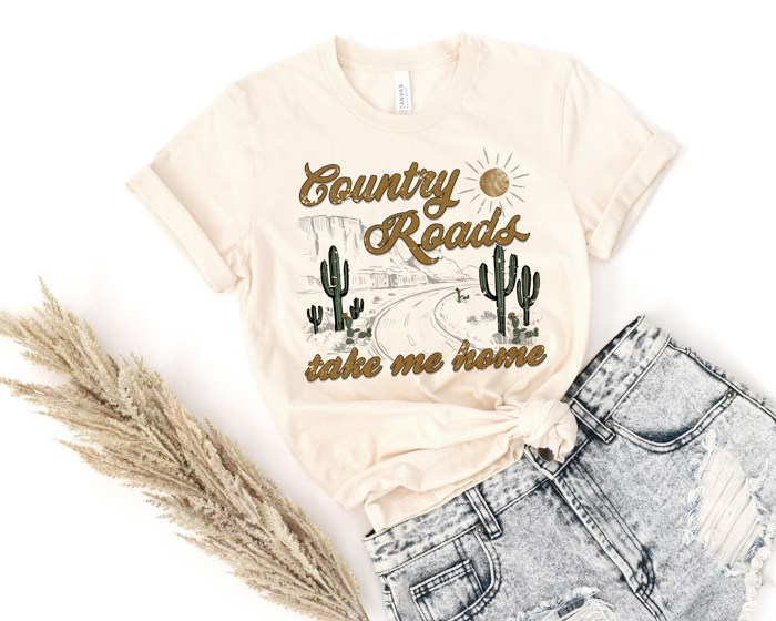 Take me home country roads desert saying Soft Unisex Graphic Tee T-shirt