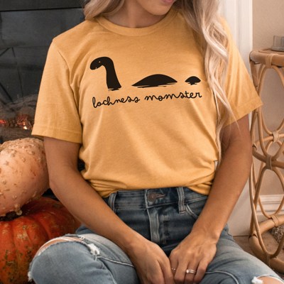 Loch Ness MOMster Nessie Silhouette Soft Cozy Longer Length Unisex Graphic Tee T-shirt