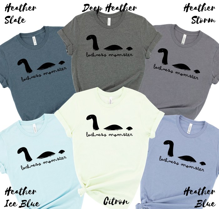 Loch Ness MOMster Nessie Silhouette Soft Cozy Longer Length Unisex Graphic Tee T-shirt