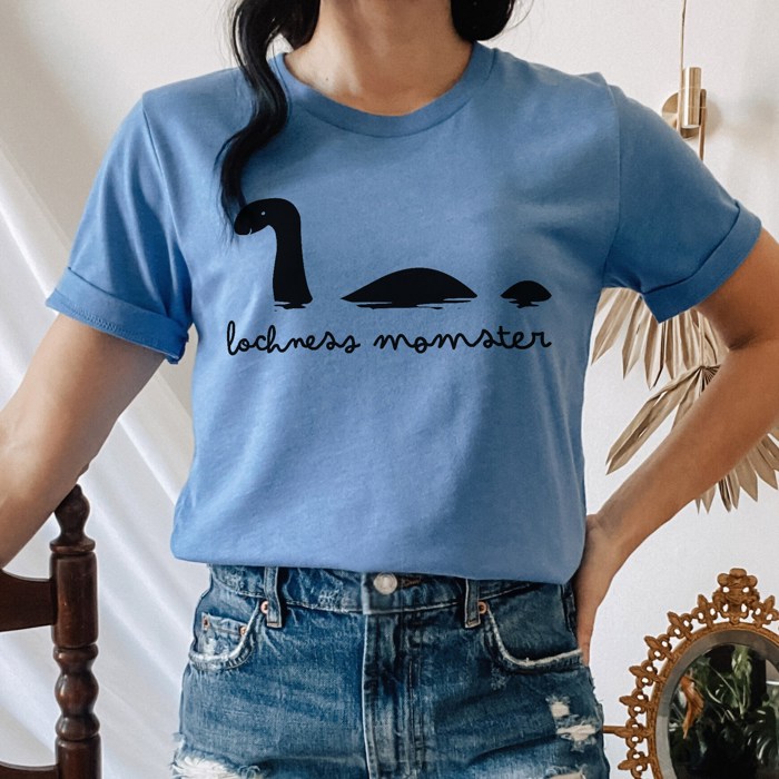 Loch Ness MOMster Nessie Silhouette Soft Cozy Longer Length Unisex Graphic Tee T-shirt