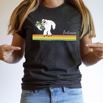 I Believe Retro Yeti Soft Unisex Graphic Tee T-shirt