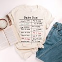  Date Due Library Checkout Overdue Teacher Read Reading Love Little Retro Vintage Nostalgia Soft Unisex Graphic Tee T-shirt