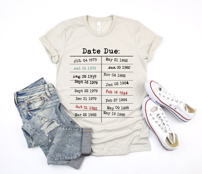 Date Due Library Checkout Overdue Teacher Read Reading Love Little Retro Vintage Nostalgia Soft Unisex Graphic Tee T-shirt