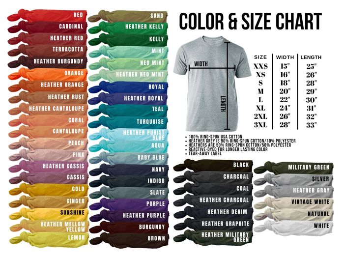 50 Colors - Ultra Soft T-Shirt (Crewneck) | Jersey Tee (Unisex) | Tultex