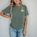  Faux Embroidery Wild Flower Comfort Heavyweight Premium Pocket Tees | Unisex Sizing