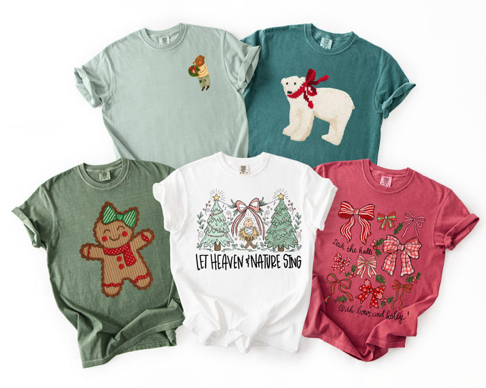 Cutsie Christmas Cheer T-Shirts - Soft Washed 100% Cotton Goodness That Feels Amazing!