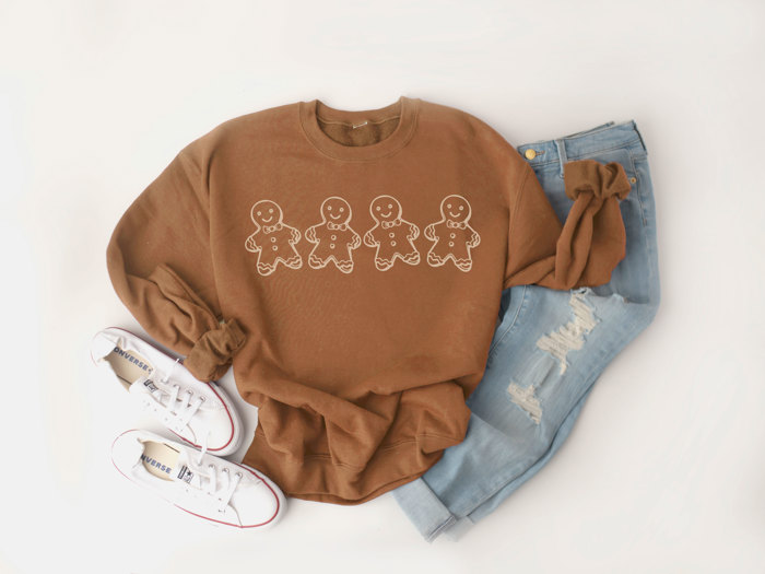 Adorable Gingerbread Man Comfy Christmas Holiday Sweatshirt