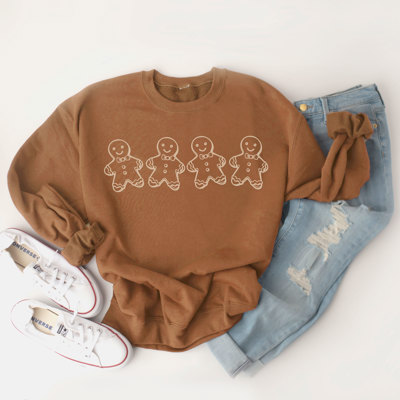 Adorable Gingerbread Man Comfy Christmas Holiday Sweatshirt