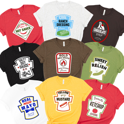Condiments Halloween Costume Tees for Teams, Teachers, Staff, Parents