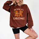  Oh Snap Its Christmas Vintage Retro Gingerbread Couple - Unisex Softstyle Midweight Crewneck Sweatshirt