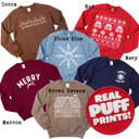  ALL Real PUFF Print Christmas Sweatshirts - Comfy Drop Shoulder Style!