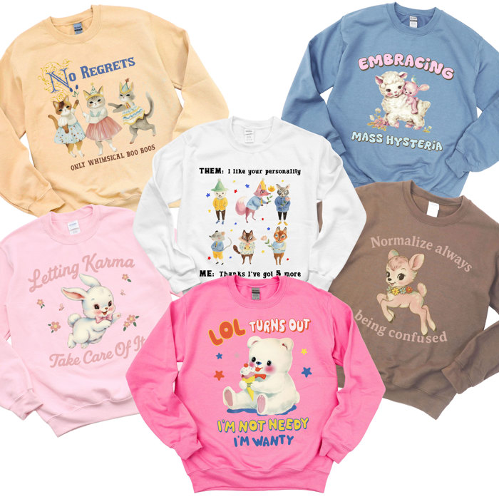 Relatable Graphic Pullovers With A Touch Of Whimsy - Perfect Comfy Sweatshirt