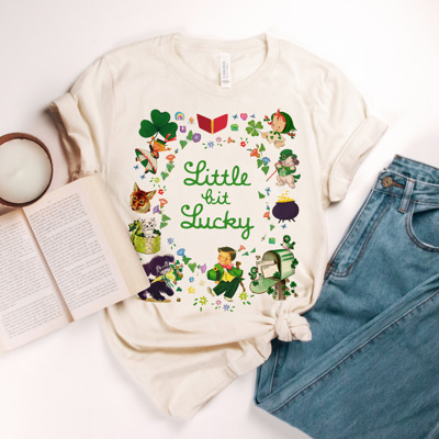 Embrace a Little Bit of Luck! Little Bit Lucky Vintage Retro Soft Cozy Longer Length Unisex Graphic Tee T-shirt