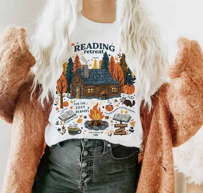 Cozy Reading Retreat Fall Fully Booked Weekend - Butter Soft Bella Canvas Tee