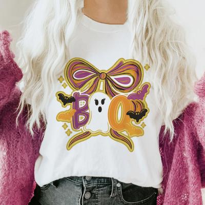 Cute Faux Sparkle Boo Bow - T-Shirt (Crewneck)  100 Cotton Solid Colors Jersey Tee (Unisex)  Bella Canvas, T-Shirt (Crewneck)  Poly-Cotton Heathered Colors Jerse