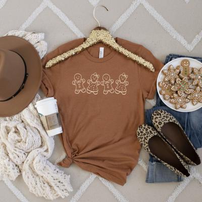 Gingerbread Man Cookies Christmas Baking Style - Super Soft Longer Length Bella Canvas T-Shirt