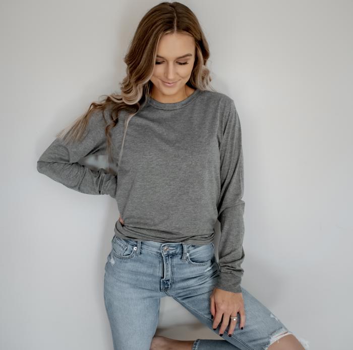 30+ Colors - Ultra Soft Poly-Cotton Heathered Long Sleeve (Crewneck) T-shirt