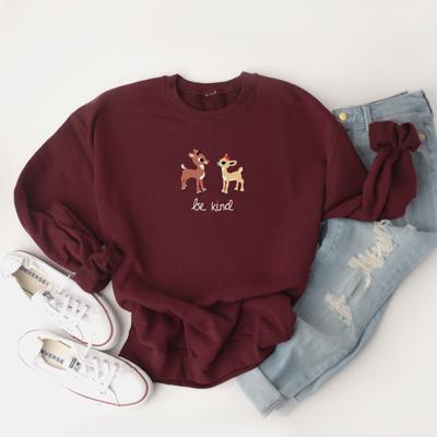 Adorable Be Kind Reindeer Rudolph Christmas Sweatshirt