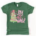  Joy To The World Christmas Tree Colorful - T-Shirt (Crewneck)  100 Cotton Solid Colors Jersey Tee (Unisex)  Bella Canvas, T-Shirt (Crewneck)  Poly-Cotton He