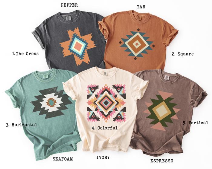 Aztec Western Style Designs - Softwash 100 Cotton Goodness Comfort Colors T-Shirts