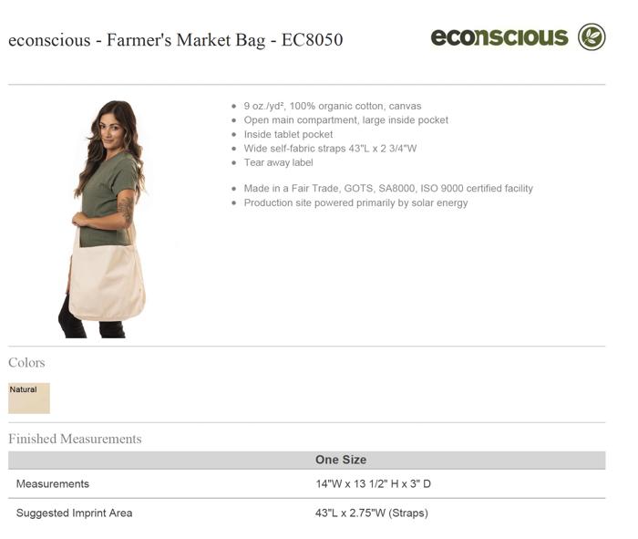 Custom Design Farmer's Market & Teacher Treasure Tote Bag