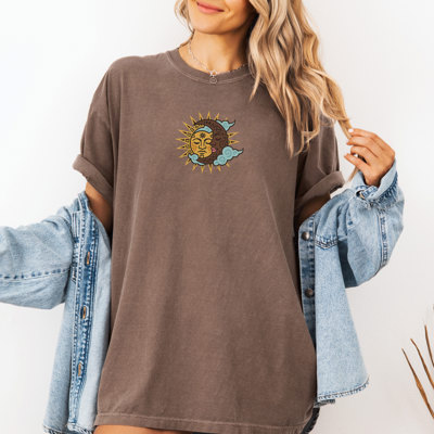 Sun And Moon Aztec Style  - T-Shirt (Crewneck)  100 Cotton Heavyweight Tee (Unisex)  Comfort Colors