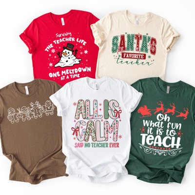 Cozy Christmas Holiday Teacher Tees - Perfect Comfy Teacher Bella Canvas T-Shirt