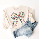  Christmas Lights Bow Comfy Christmas Holiday Sweatshirt