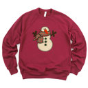  FAUX (Printed) Applique Snowman - Ultra Soft Sweatshirt Sponge Fleece Raglan Bella Canvas