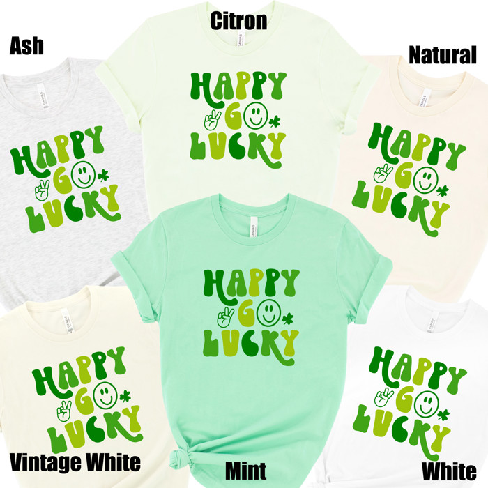 Happy Go Lucky St. Patrick's Day Soft Cozy Longer Length Unisex Graphic Tee T-shirt