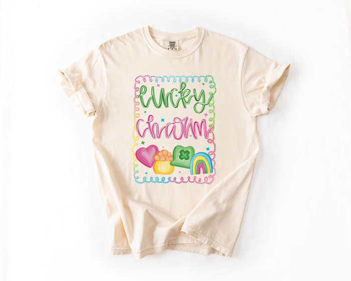 Lucky Charm Cereal St Patricks Day - Soft Wash 100 Percent Cotton Comfort Colors