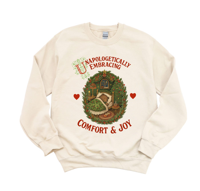 Unapologetically Embracing Comfort  Joy Quirky Christmas - Comfy Drop Shoulder Sweatshirt
