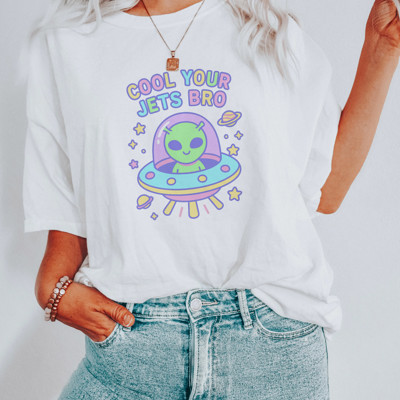 COOL YOUR JETS BRO | Chill Out With the Cosmic Crew! Soft Cozy Longer Length Unisex Graphic Tee T-shirt