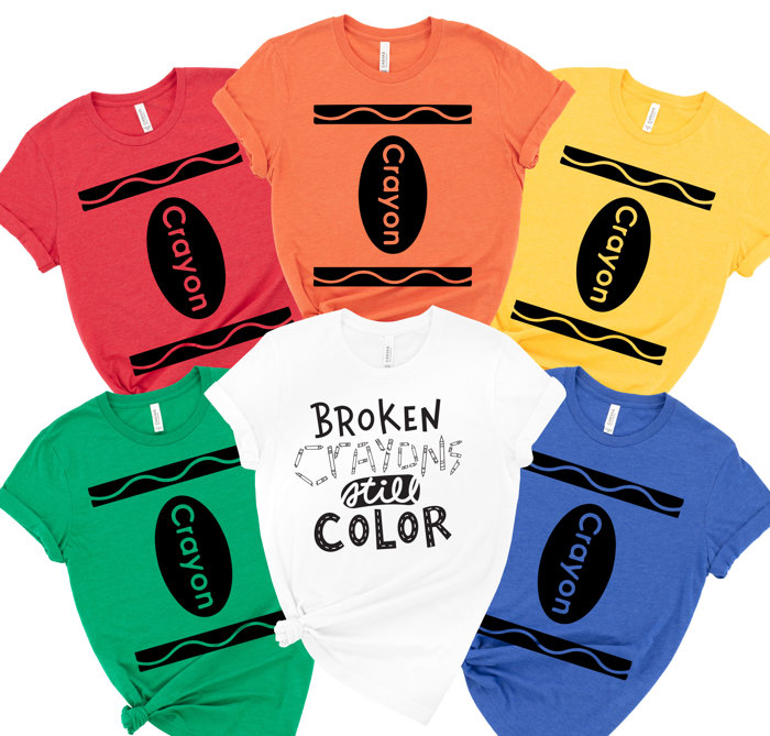 Coloring Crayon Costume Team Teacher Parent Staff T-Shirts