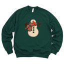  FAUX (Printed) Applique Snowman - Ultra Soft Sweatshirt Sponge Fleece Raglan Bella Canvas