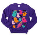  Colorful Painted Ghost and Bat Collage - Drop Shoulder Comfy Sweatshirt