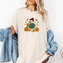  Fall Autumn Goose Latte Walk Faux Embroidery Design - T-Shirt (Crewneck)  100 Cotton Heavyweight Tee (Unisex)  Comfort Colors