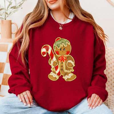 Cute Preppy Vintage Style Gingerbread Man - Comfy Drop Shoulder Style Sweatshirt