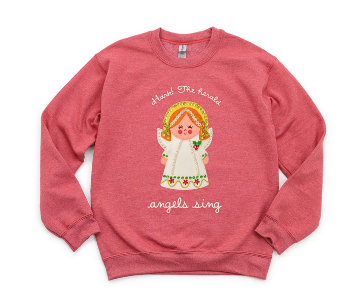 Hark The Herald Angels Sing Simple Vintage Sequins and Sparkles - Sweatshirt (Crewneck)  Poly-Cotton Colors (Unisex)  Gildan, Unisex Softstyle Midweight Cre