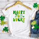  Happy Go Lucky St. Patrick's Day Soft Cozy Longer Length Unisex Graphic Tee T-shirt