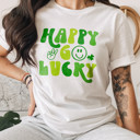  Happy Go Lucky St. Patrick's Day Soft Cozy Longer Length Unisex Graphic Tee T-shirt