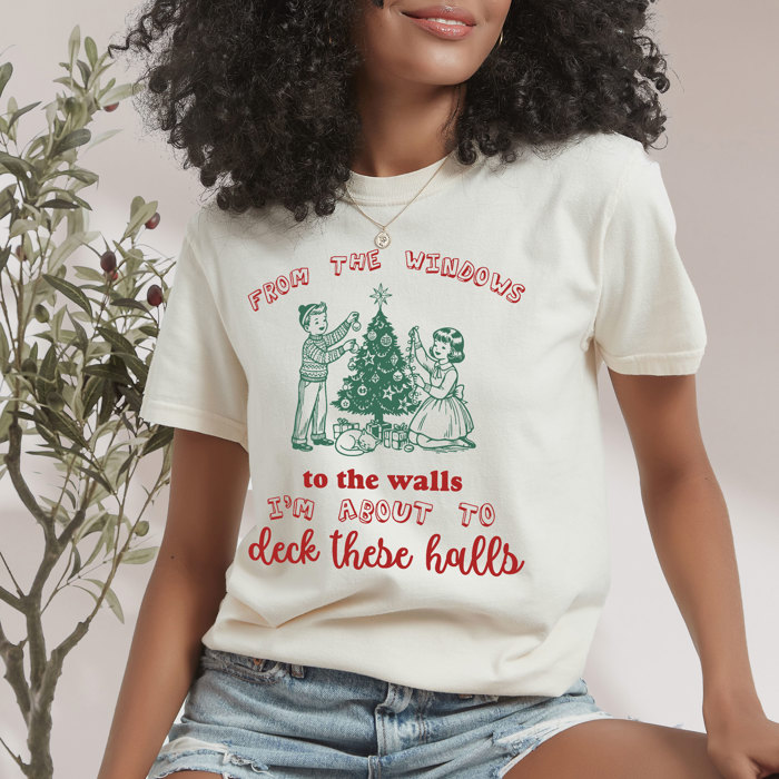From The Windows And The Walls Im About To Deck These Halls - Vintage Retro Style Christmas - Heavyweight Unisex Comfort Color