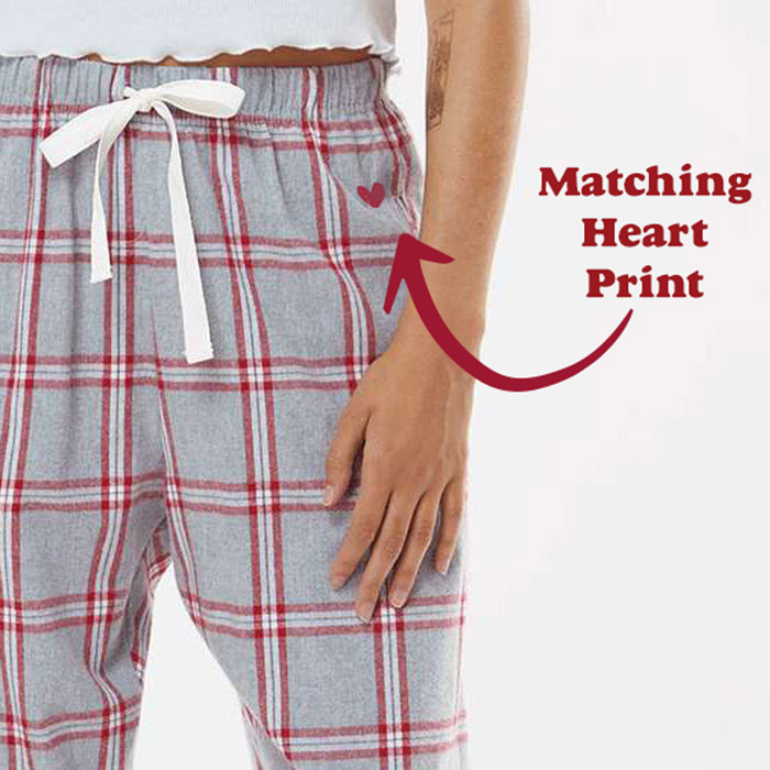 45 Colors - Super Soft and Comfy Flannel Pants (Women's) Soft Haley with Heart Embellishment