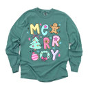 Merry Merry Merry Christmas Elements - Long Sleeve (Heavyweight)  (Unisex) Comfort Colors Made in the USA