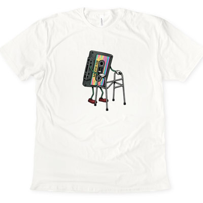 80S MIXTAPE | Retro Rhythms Taking a Stroll Soft Cozy Longer Length Unisex Graphic Tee T-shirt