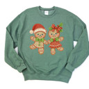  Adorable Gingham Gingerbread Couple Christmas Holidays - Comfy Drop Shoulder Sweatshirt