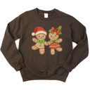  Adorable Gingham Gingerbread Couple Christmas Holidays - Comfy Drop Shoulder Sweatshirt