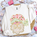  Preppy Bow Santa Claus For Christmas With Faux Gold Accents - Comfy Drop Shoulder Sweatshirt